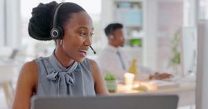 Black Woman, Computer Sales and Call Center, Customer Service and Consulting Advice for Contact Us, Customer Support Stock Footage - Video of desk, work: 258474502