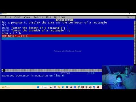 qbasic program to display the area and perimeter of a rectangle