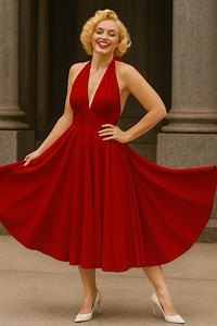 Marilyn Monroe Red Halter Dress Iconic 1950s Vintage Style Costume Retro Pick up Party Outfit Classic Hollywood Halloween Gown - Etsy