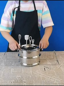 Stackable Steamer Insert Pans, 2.4L Double Layer Pressure Cooker Steamer for Instant Pot - Fits 6 QT & Above, Inserts with Two Lids