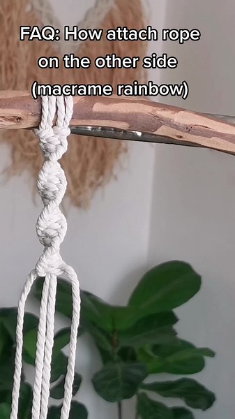 Attaching Rope on the Other Side: Macrame Rainbow Tutorial