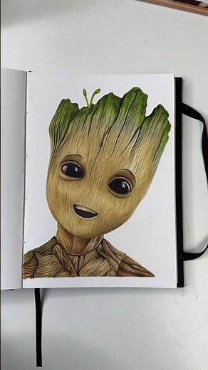 ASMR Drawing Groot #sketchbook #asmrart