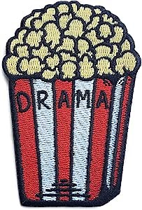 Kolorspun Popcorn Drama Patch - Iron on and Sew on Embroidered Patch