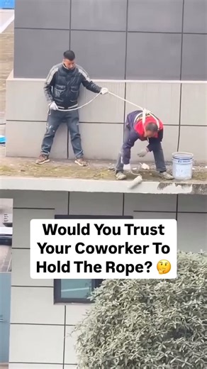 Viral News 🔥 | ⚠️ Real-world “fall protection” in action. A painter is working high above the ground 🎨 — harness on, gear ready — but his only anchor... | Instagram