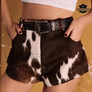 Genuine Cowhide Shorts – High-waisted Leather Mini Shorts Cowhide Hair-on Hide Western Style Shorts Authentic Western Style Cowhide Shorts - Etsy