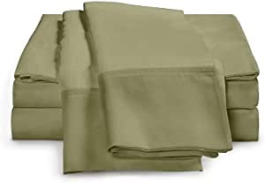 1500 Thread Count Bed Sheet Sets - Luxurious 100% Egyptian Cotton Deep Pocket Sheets - Bedding Set Includes One Flat Sheet, One Fitted Sheet & Two Pillowcases - King Size, Sage