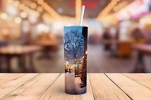 Bundle scène de rue de Noël gobelet maigre Mug tapis de souris Sublimation design scène de rue gobelet en téléchargement numérique Bundle scène de rue PNG - Etsy France