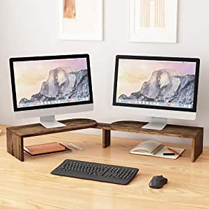 Amazon.com: Dual Monitor Stand,Monitor Stand Riser，Large Size Multiple Screen Stand Monitor Stand Riser for PC, Computer, Laptop (rustic brown) : Electronics