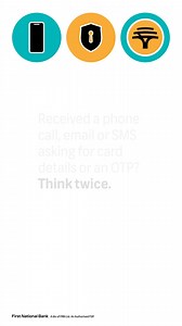 Keep your info safe. FNB will never ask for or send links in emails and SMSs requesting card details or an OTP. #FNBSafe | FNB