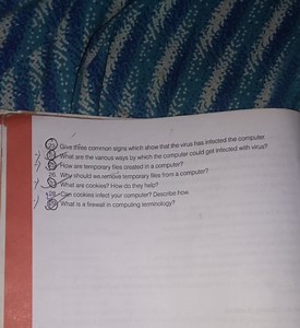 Questions on Computer Virus, Temporary Files, Cookies and Firew... | Filo