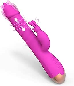 G Spot Rabbit Vibrators, Licking Tongue Clitoral Stimulator with 12 Powerful Vibration 4 Thrusting Roating, Heating Dildo Vibrator for Adult Sex Toys Sex Things for Women Pleasure