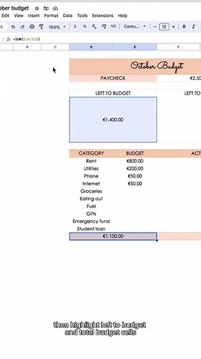 25K views · 374 reactions | How to create your own budgeting spreadsheet in Google Sheets for the upcoming month #budget #budgeting #BudgetPlanner #spreadsheet #GoogleSheets #budgetplanning | Easesence | Facebook