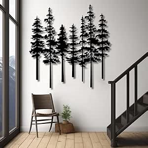 Mimiso Metal Pine Tree Wall Art Decor,Nature Forest Metal Decor,Tree Wall Art,Wall Decorations for Living Room,Bed Room,Dning Room,Housewarming Gift (Black,31"×31")