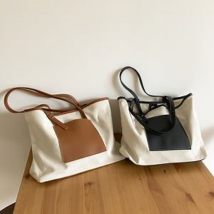 [Hot Item] Women Simple Large-Capacity Laptop Notebook Canvas Tote Shoulder Bag Lady Shopping Handbag