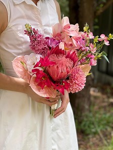 Pink Protea Anthurium Wedding Bouquet, Romantic Pink Australian Native Bridal Flowers, Hot Pink Protea Bouquet, Australian Garden Wedding - Etsy