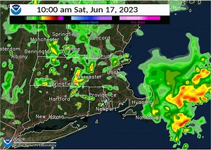 [Approximate Radar Simulation: Heavy Rain Potential late Fri night into Sat] Numerous showers & scattered t-storms are expected to develop very late Fri night & Sat. Pockets of heavy rainfall are expected with some very localized flooding possible too. | US National Weather Service Boston MA