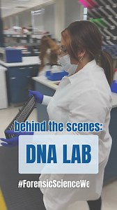 🧬 As we wrap up #ForensicScienceWeek, we’re stepping into the DNA lab to learn about DNA extraction. First, our #scientist uses an instrument to heat & shake samples with reagents. This pulls DNA off of swabs/evidence & transfers it into a liquid. This step also breaks open cells, making DNA accessible. ⛓️‍💥 After carefully comparing case/item numbers, she loads liquid samples onto a rack & into the instrument, which “cleans up” samples. It also uses tiny magnets to collect & separate out DNA.