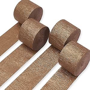 PartyWoo Crepe Paper Streamers 4 Rolls 328ft, Pack of Copper Crepe Paper for Party, Wedding, Birthday & Baby Shower Decorations (1.8 Inch x 82 Ft/Roll)