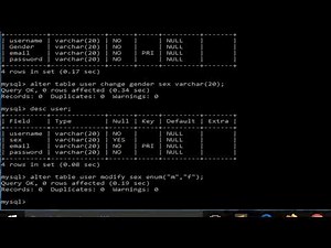 Alter table commands with mysql commandline client