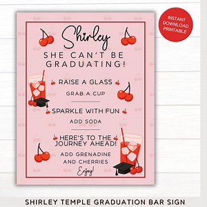 Graduation Party Shirley Temple Drink Bar Sign | DIY Ideas | Non-alcoholic Station | Cherry Mocktail | High School College | She - Etsy
