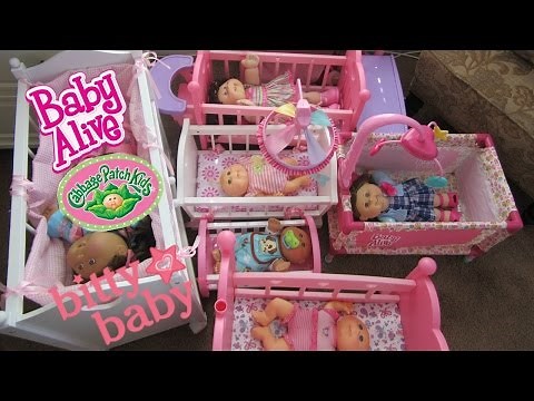Cabbage Patch Baby Dolls try out Cribs + Bunk Beds made by Baby Alive + Bitty Baby + You & Me
