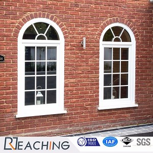 [Hot Item] Conch Profile Amercian Style UPVC/PVC Arch Form Plastic Fixed Window with Grills