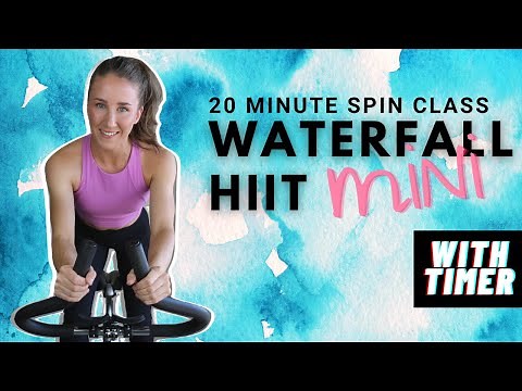20 MINUTE SPIN CLASS: WATERFALL HIIT MINI | INDOOR CYCLING WORKOUT (WITH TIMER)
