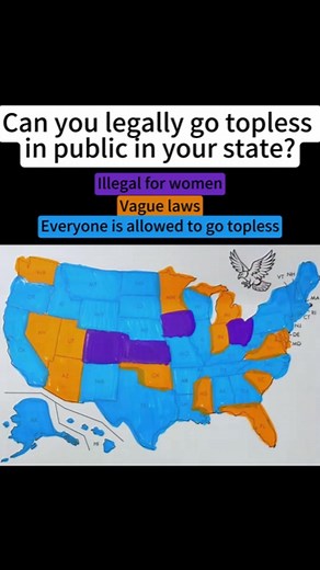 Can you legally go topless in public in your state? #mapdrawing #state #topless