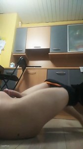 Cat licking guy's rock hard dick