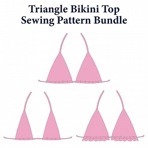 Triangle Bikini Top Sewing Pattern Bundle | 3 Swimwear Top Sewing Patterns in 1 | Deal on Triangle Swimsuit Tops With Ruffle or Skinny Top - Etsy