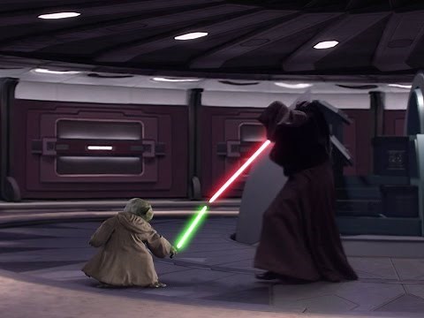 Lightsaber Battle: Yoda vs Darth Tyranus vs Darth Sidious