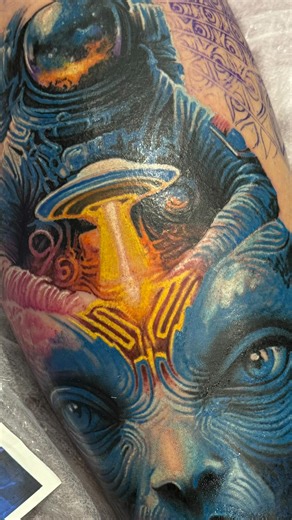 Aliens Tattoo | The Alien in action Surrealist tattoo in progress by @sumit.tank.857 at Aliens Tattoo Mumbai. Inspired by @alexgreycosm, custom design by... | Instagram