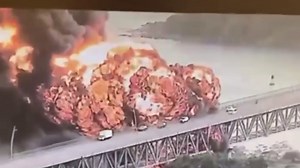 Fireball erupts as tanker explodes on bridge in Panama leaving one dead
