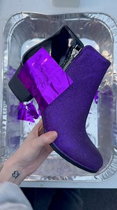 Late night foiling… 💜 #foilingshoes #shinyshoes #purple #glitter #boots | Customised Bling Things