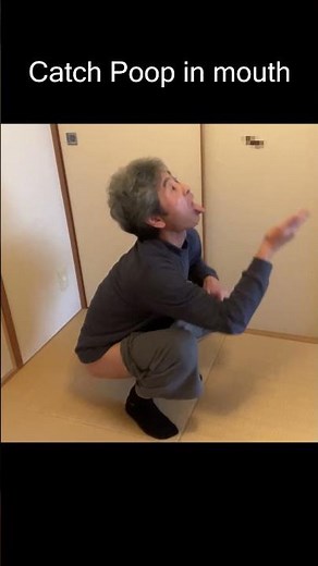 Catch Poop in mouth ~using fresh poop~