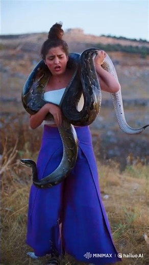Snake Coils Around a Beautiful Girl - A Captivating Encounter #shorts #优 #animals #wildlifedrama