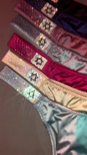 Elegant Satin G-String Thong with Rhinestone Straps