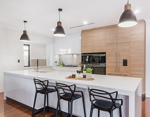 [Hot Item] Large Contemporary Galley Kitchen Panelled Appliances with Quartz Benchtops Flat-Panel Kitchen Cabinets