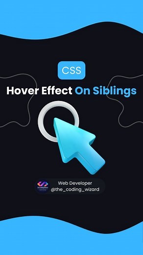The Coding Wizard | Web Development & AI | 1M🎯 on Instagram: "Hover Effect On Siblings CSS 💫👇 This CSS code snippet creates a hover effect on sibling elements within a container. Let me break it down for you 🎯: .transition: opacity 0.6s ease; 🎨 This line specifies the transition effect to be applied to the opacity property over a duration of 0.6 seconds with an ease timing function. .container:hover > *:not(:hover) { opacity: 0.4; } ✨ This part of the code applies the following effect: when