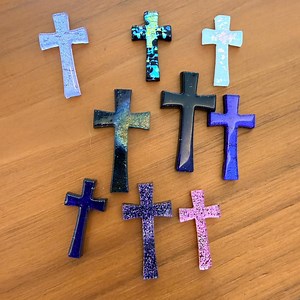 Dichroic Glass Crosses, COE 90 Waterjet Cut Cabochons, Fused Glass Jewelry Supply, Roman Cross Glass, Kiln Ready Shapes - Etsy