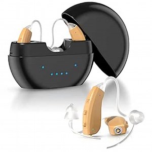 Hearing Aids for Seniors Rechargeable with Noise Cancelling, Hearing Amplifier & Adults with Hearing Loss, Invisible Behind-The-Ear Digital Hearing, Amplifier Hearing Assist Devices with Charging Box