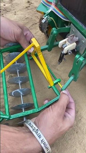 Homemade Disc harrow connect with RC Johndeere tractor 🚜