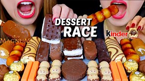 Asmr leftover chocolate dessert race eating (magnum ice cream, kinder chocolate)먹방 | kim&liz asmr | Mukbang Lovers