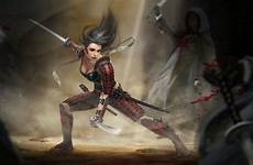 wallpaper warrior girl warriors female sword anime assassin wallpapers background asian ronin fantasy armor samurai woman fight bogdan marica hair