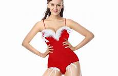 christmas sexy costumes cosplays claus bodysuit fancy adults santa red women