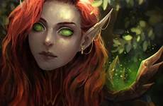 fantasy elf female red hair elves girl character warcraft women dnd artwork blood saved choose board elfa characters eared concept