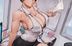 hentai office chan ol original anime deviantart lady cutesexyrobutts secretary fanart sexretary comments eraser robutts monitor sitting outfit tag table