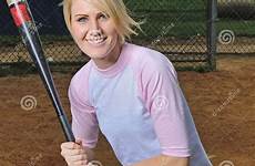 softball player female blonde baseball stunning young girl bat stock