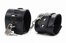 bondage lock cuffs leather restraints sex ankle faux slave handcuffs pair soft