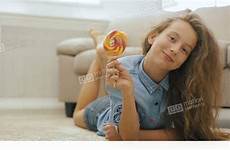 teen girl cute candy fair haired beautiful playful stock people footage sweet big